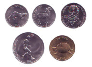 Набор монет (5 штук). 25 сантимов-1 франк, 2002 год, Конго. Набор монет (5 штук). 25 сантимов-1 франк, 2002 год, Конго.