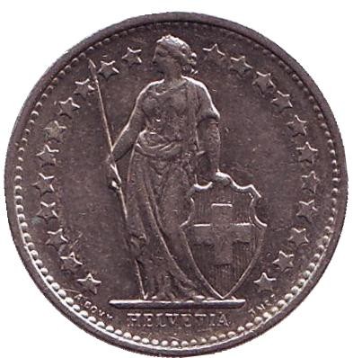 Монета 1/2 франка. 1976 год, Швейцария. Монета 1/2 франка. 1976 год, Швейцария.