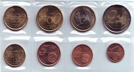 Набор монет евро (8 шт). 2004 год, Испания.