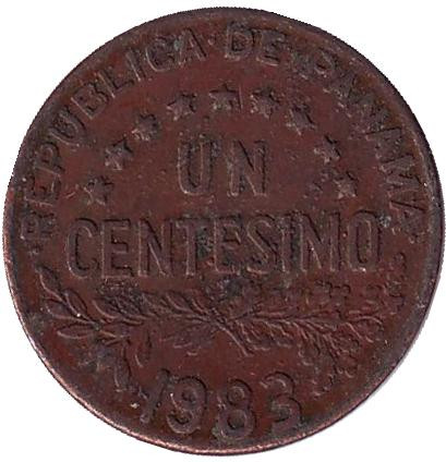 Монета 1 сентесимо. 1983 год, Панама. (Бронза)