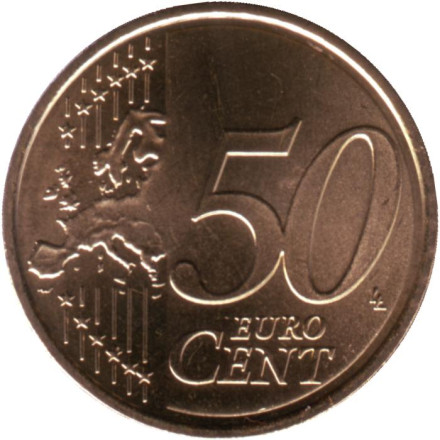 Монета 50 центов. 2021 год, Испания. Монета 50 центов. 2021 год, Испания.
