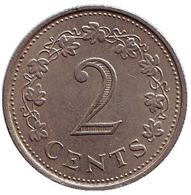 Монета 2 цента. 1972 год, Мальта. Пентесилея - королева амазонок.