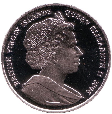 Монета 10 долларов. 2006 год, Британские Виргинские острова. Мона Лиза (Джоконда). 500 лет картине Леонардо да Винчи.