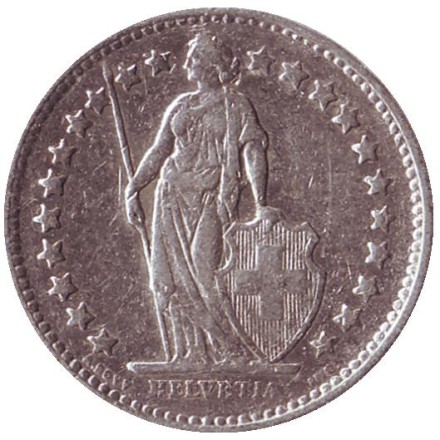 Монета 1/2 франка. 1944 год, Швейцария. Монета 1/2 франка. 1944 год, Швейцария.