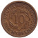 Монета 10 рейхспфеннигов. 1924 (D) год, Веймарская республика.