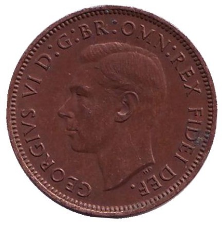 Монета 1 фартинг. 1951 год, Великобритания. Крапивник. (Птица).