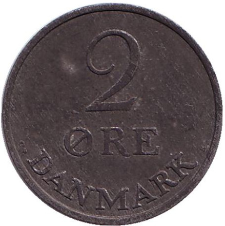 Монета 2 эре. 1963 год, Дания.