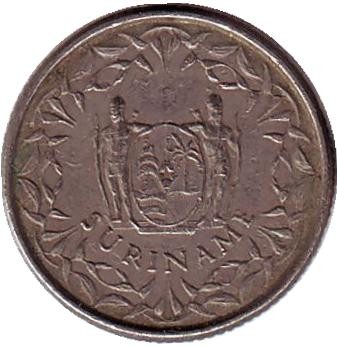 Монета 10 центов. 1976 год, Суринам.
