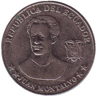 Монета 5 сентаво. 2000 год, Эквадор. Хуан Монтальво. Монета 5 сентаво. 2000 год, Эквадор. Хуан Монтальво.