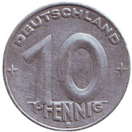 Монета 10 пфеннигов. 1950 (E) год, ГДР. Монета 10 пфеннигов. 1950 (E) год, ГДР.