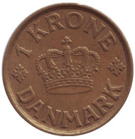 Монета 1 крона. 1926 год, Дания. Монета 1 крона. 1926 год, Дания.