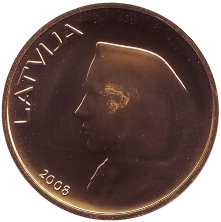 Монета 20 латов. 2008 год, Латвия. Латвийская монета.