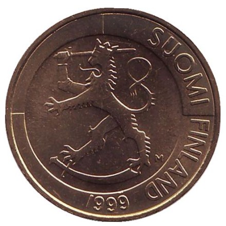 Монета 1 марка. 1999 год, Финляндия. XF. Монета 1 марка. 1999 год, Финляндия. XF.