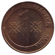 Монета 1 марка. 1999 год, Финляндия. XF. Монета 1 марка. 1999 год, Финляндия. XF.
