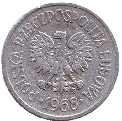 Монета 10 грошей. 1968 год, Польша. Монета 10 грошей. 1968 год, Польша.