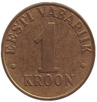 Монета 1 крона. 2000 год, Эстония. Монета 1 крона. 2000 год, Эстония.