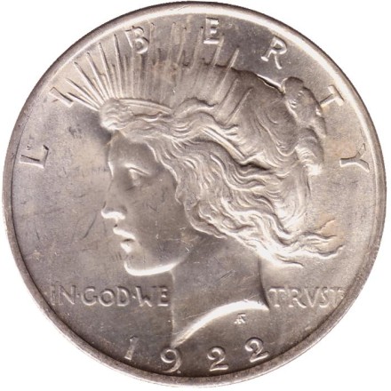 Монета 1 доллар. 1922 год, США. (Без отметки монетного двора).