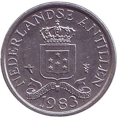 Монета 1 цент. 1983 год, Нидерландские Антильские острова.
