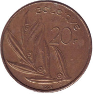 Монета 20 франков. 1993 год, Бельгия. (Belgique) Монета 20 франков. 1993 год, Бельгия. (Belgique)