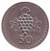 Монета 50 миллей. 1971 год, Кипр. Гроздь винограда. Монета 50 миллей. 1971 год, Кипр. Гроздь винограда.