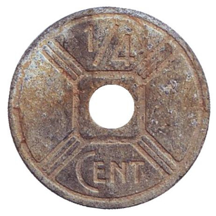 Монета 1/4 сантима. 1943 год, Французский Индокитай.