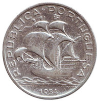 Монета 5 эскудо. 1934 год, Португалия. Парусный корабль. Монета 5 эскудо. 1934 год, Португалия. Парусный корабль.
