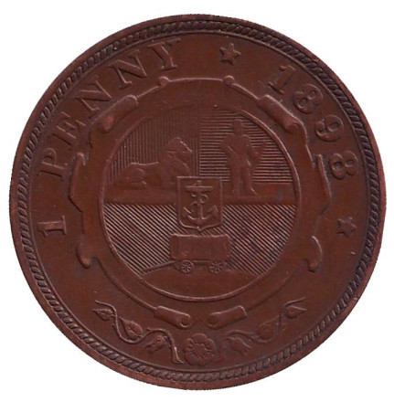 Монета 1 пенни. 1898 год, ЮАР.