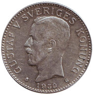 Монета 2 кроны. 1939 год, Швеция. Густав V. Монета 2 кроны. 1939 год, Швеция. Густав V.