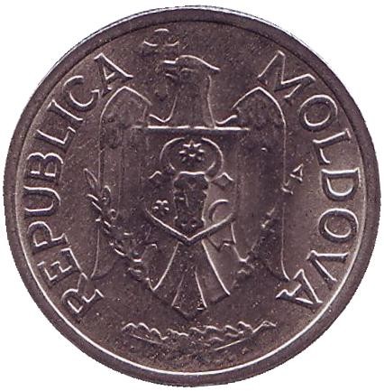 Монета 1 лей. 1992 год, Молдавия. UNC.