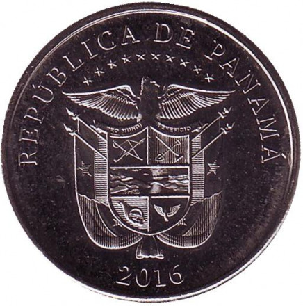 Монета 1/4 бальбоа. 2016 год, Панама. 100 лет строительству Панамского канала. Рабочие.
