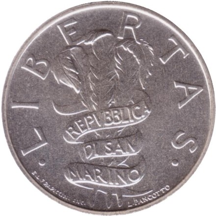 Монета 1000 лир. 1995 год, Сан-Марино. Солидарность. Монета 1000 лир. 1995 год, Сан-Марино. Солидарность.