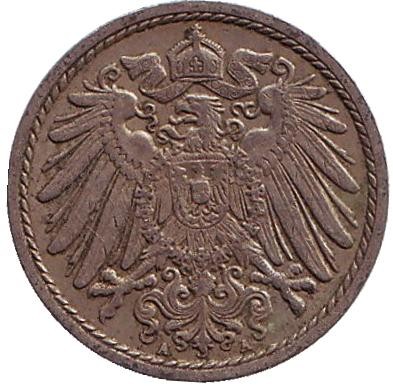 Монета 5 пфеннигов. 1912 год (A), Германская империя.