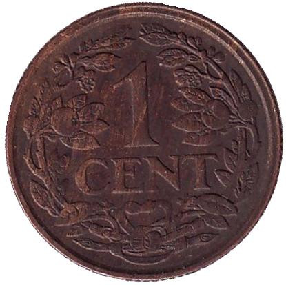 Монета 1 цент. 1919 год, Нидерланды.