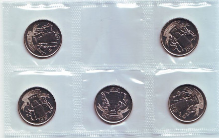 125 лет Кубку Стенли. Банковский набор из 5 монет в запайке. 25 центов. 2017 год, Канада.
