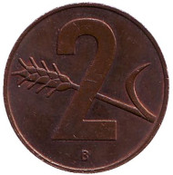 Монета 2 раппена. 1967 год, Швейцария.