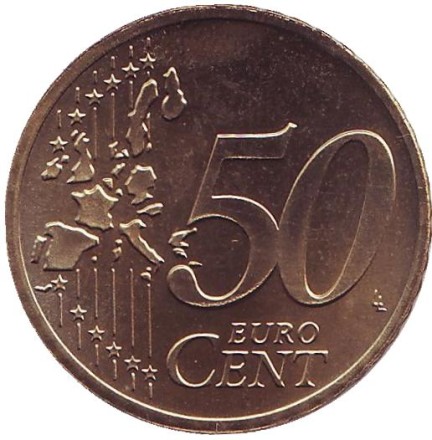 Монета 50 центов. 2002 год (A), Германия.