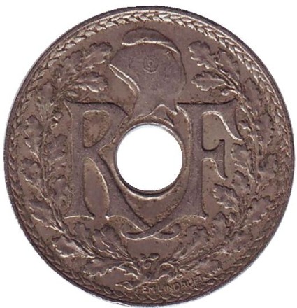 Монета 25 сантимов. 1932 год, Франция.