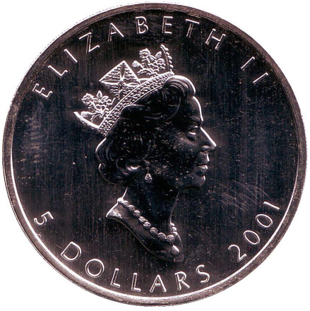 Монета 5 долларов. 2001 год, Канада. Кленовый лист. Монета 5 долларов. 2001 год, Канада. Кленовый лист.