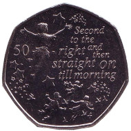 Монета 50 пенсов. 2019 год, Остров Мэн. Питер Пэн. Летающие дети. Монета 50 пенсов. 2019 год, Остров Мэн. Питер Пэн. Летающие дети.