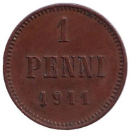Монета 1 пенни. 1911 год, Финляндия в составе Российской Империи. Монета 1 пенни. 1911 год, Финляндия в составе Российской Империи.