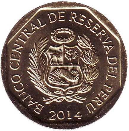 Монета 10 сентимов. 2014 год, Перу. aUNC.