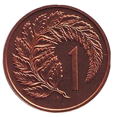 Монета 1 цент. 1968 год, Новая Зеландия. BU. Лист папоротника.