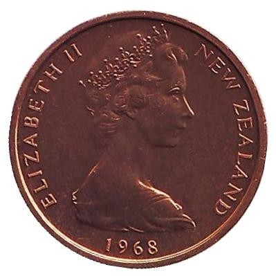 Монета 1 цент. 1968 год, Новая Зеландия. BU. Лист папоротника.
