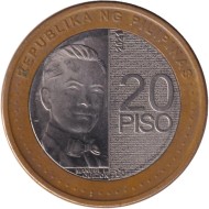 Монета 20 песо. 2021 год, Филиппины. Мануэль Луис Кесон-и-Молина.