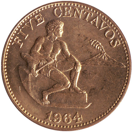 Монета 5 сентаво. 1964 год, Филиппины. UNC.