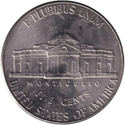 Монета 5 центов. 2025 год (P), США. Джефферсон. Монтичелло.
