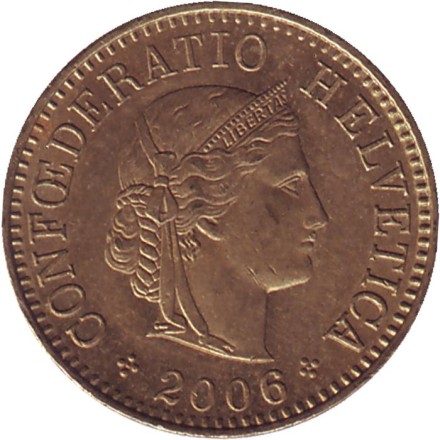 Монета 5 раппенов. 2006 год, Швейцария. Монета 5 раппенов. 2006 год, Швейцария.