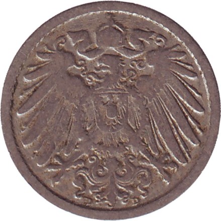 Монета 5 пфеннигов. 1900 год (D), Германская империя. Монета 5 пфеннигов. 1900 год (D), Германская империя.