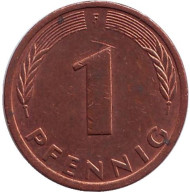 Монета 1 пфенниг. 1992 год (F), ФРГ. Дубовые листья. Монета 1 пфенниг. 1992 год (F), ФРГ. Дубовые листья.