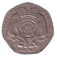 Монета 20 пенсов. 2001 год, Великобритания. Монета 20 пенсов. 2001 год, Великобритания.